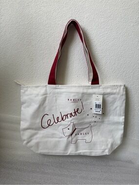 RADLEY LONDON Cream Canvas Tote with Red Accents